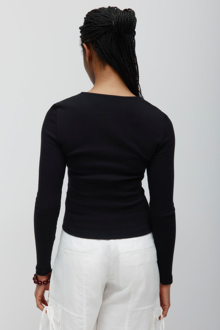 Women's Crew Neck Cardigan in Black