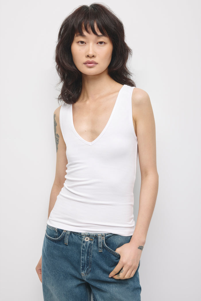 Women's Layn V-Neck Tank in White