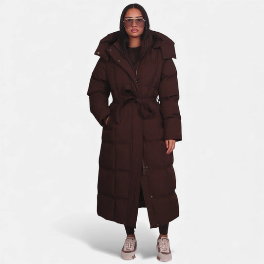 Women's Long Belted Puffer Coat