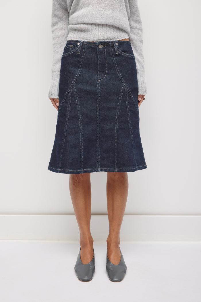Women's Rafi Denim Kickout Skirt in Rinse