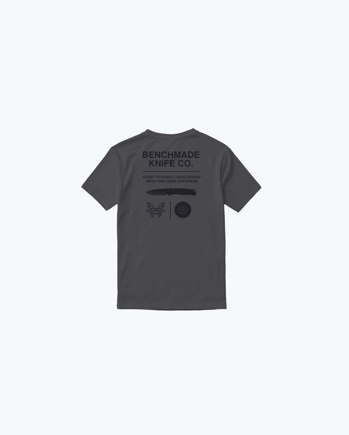 Asphalt Womens Road Issued SS Tee - Back view showing Road Issued graphics | Benchmade Knife Co.