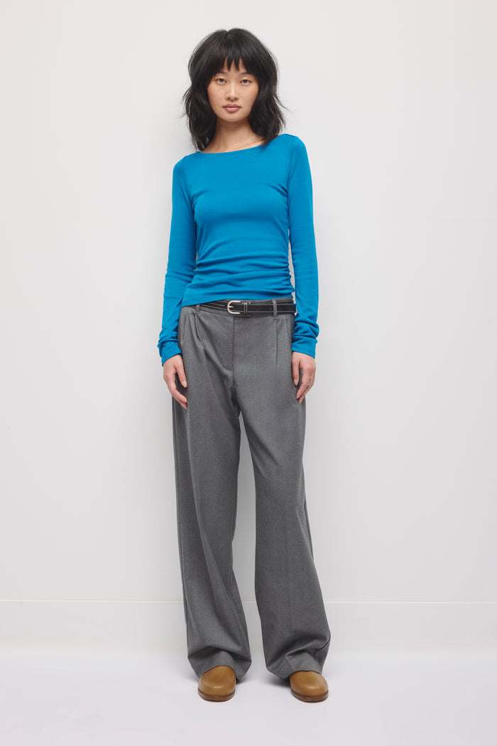 Women's Ruched Boatneck Top in Harbour