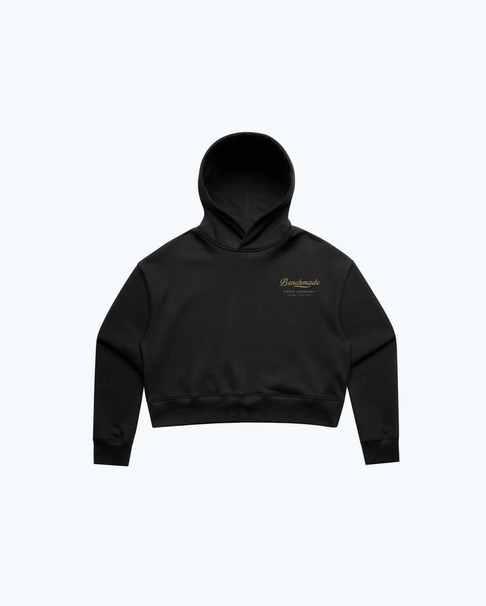 Women's Script Pullover Hoodie - Flat Lay Front View with Chest Logo | Benchmade Knife Co.