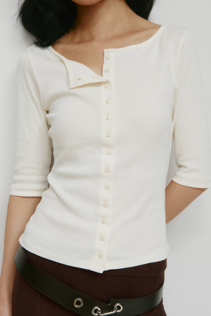 Women's Shortsleeve Cardigan in Marshmallow