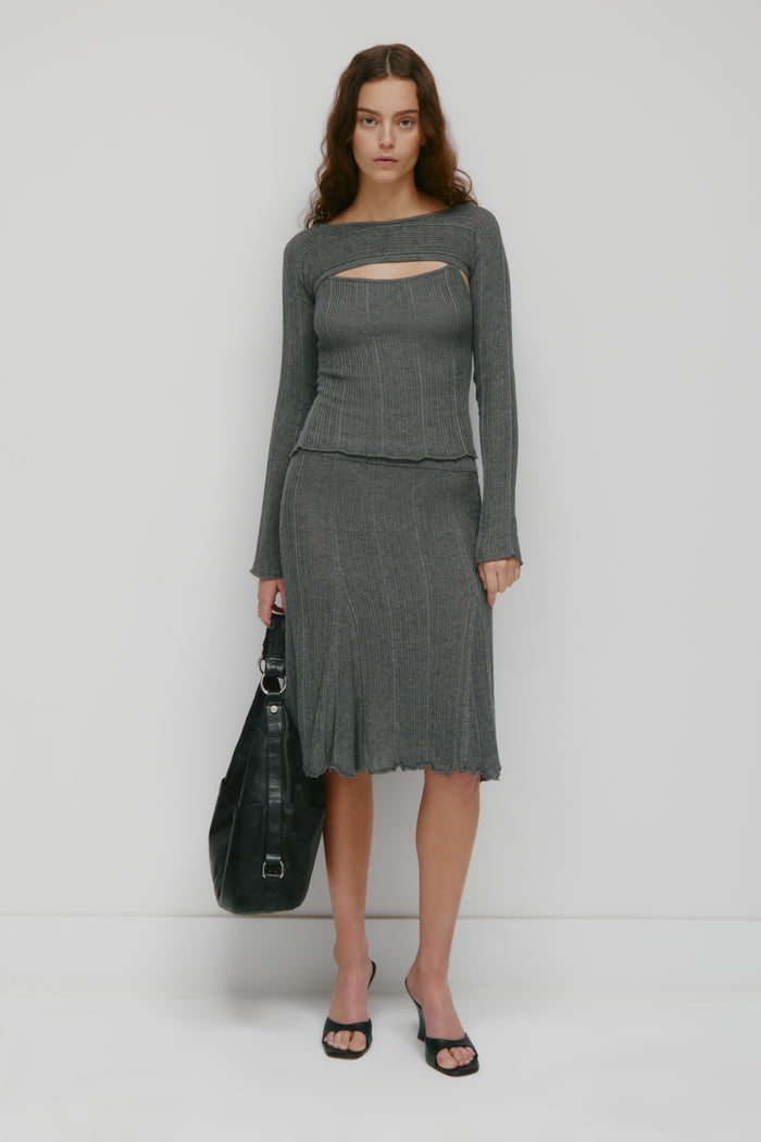 Women's Solis Ribbed Knit 2-in-1 in Charcoal Mix