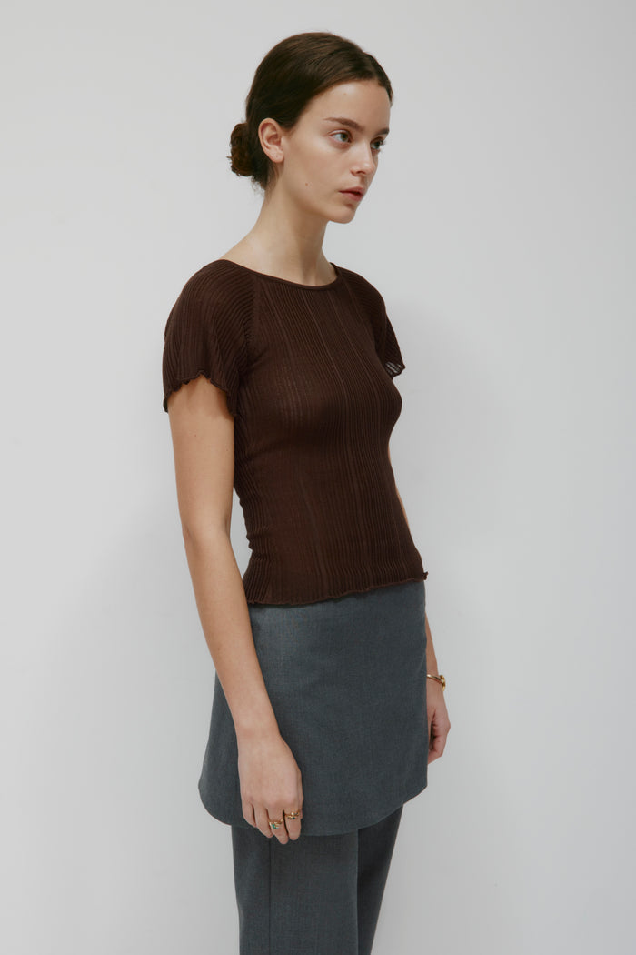 Women's Solis Ribbed Knit Top in Cocoa