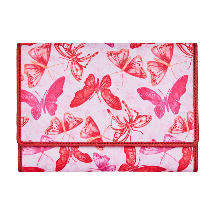 Women's butterfly trifold travel wallet for daily use and trips