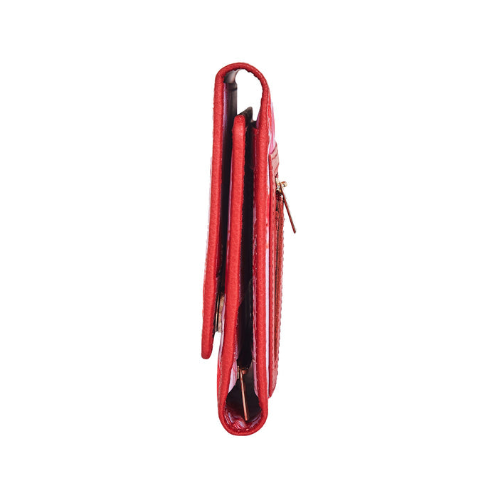 Women's butterfly trifold travel wallet for daily use and trips-side view