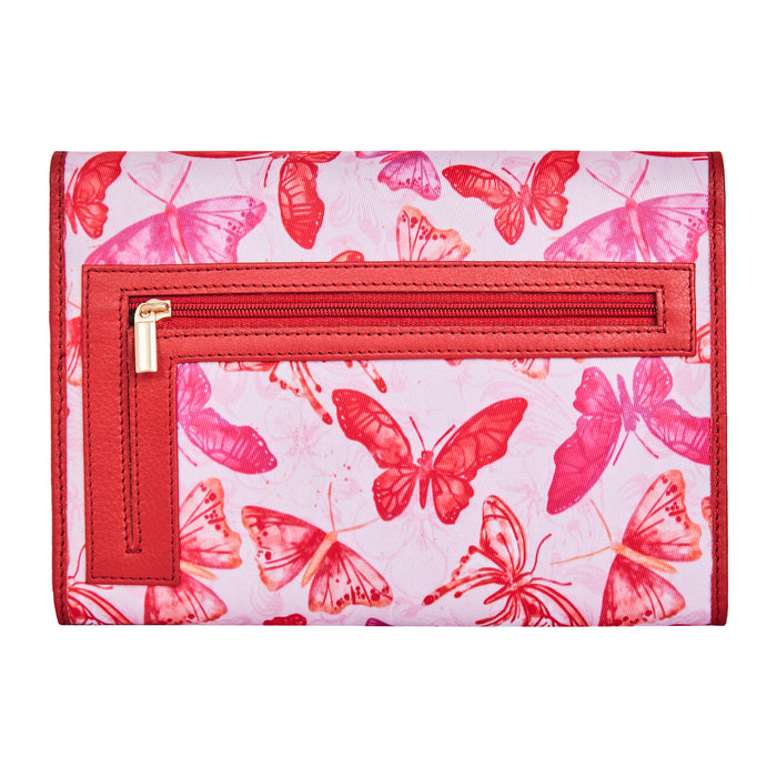 Women's butterfly trifold travel wallet for daily use and trips-back view