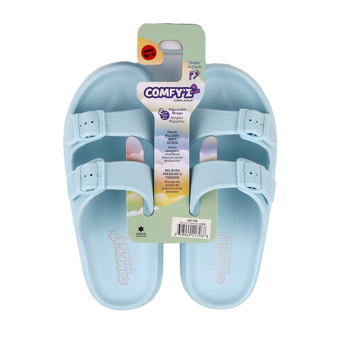 Women's Vegan Comfy'z Plus Pastel Blue Sandal Slides