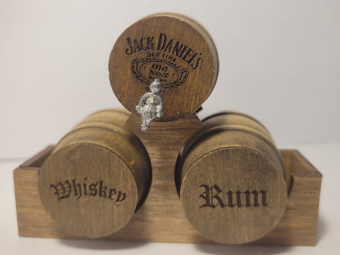 Wooden Barrel Display Stand - Medium - Jack Daniel's, Rum, and Whiskey Barrels with Wooden Holder