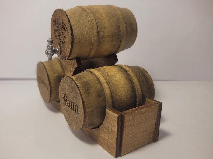 Wooden Barrel Display Stand - Medium - Jack Daniel's, Rum, and Whiskey Barrels with Wooden Holder