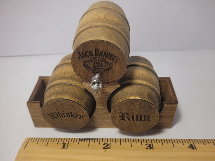 Wooden Barrel Display Stand - Medium - Jack Daniel's, Rum, and Whiskey Barrels with Wooden Holder