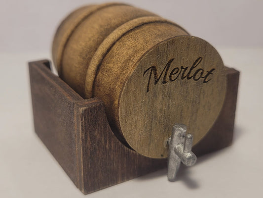 Wooden Barrel Display Stand - Medium - Merlot Barrel