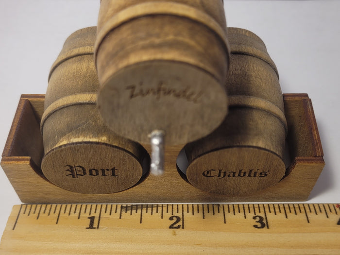 Wooden Barrel Display Stand - Medium - Zinfandel, Port Wine, Chablis Barrels on Wooden Holder