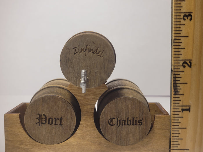 Wooden Barrel Display Stand - Medium - Zinfandel, Port Wine, Chablis Barrels on Wooden Holder