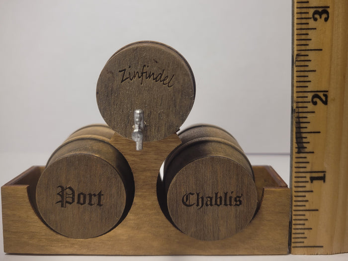 Wooden Barrel Display Stand - Medium - Zinfandel, Port Wine, Chablis Barrels on Wooden Holder