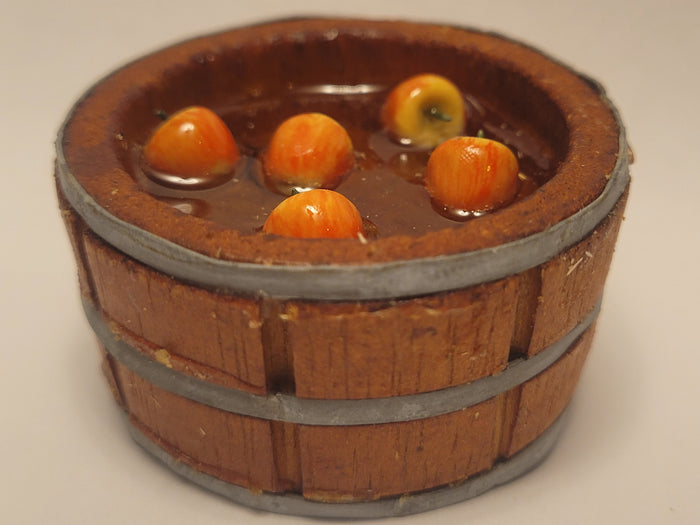 Wooden Bucket with Bobbing for Apples - Red