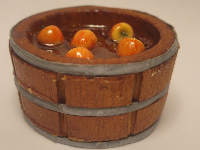 Wooden Bucket with Bobbing for Apples - Red