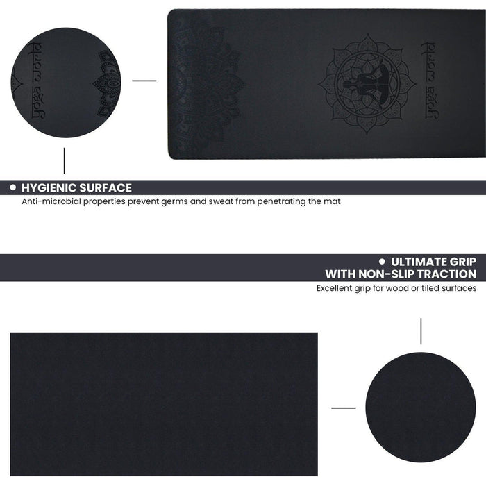 Yoga World Mandala PU Yoga Mat - Non-Slip Surface & Anti-Skid TPE Underside-Yoga Mats-Foot World UK